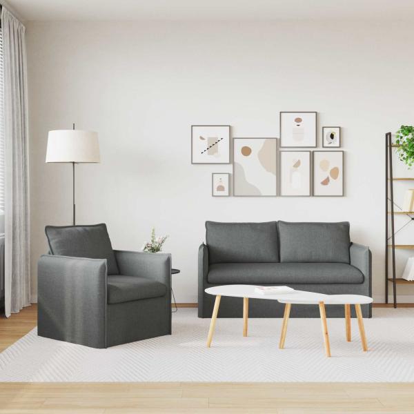 Sofa 140cm 2 pcs Dunkelgrau Metall