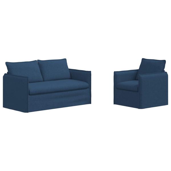 Sofa 140cm 2 pcs Blau Metall