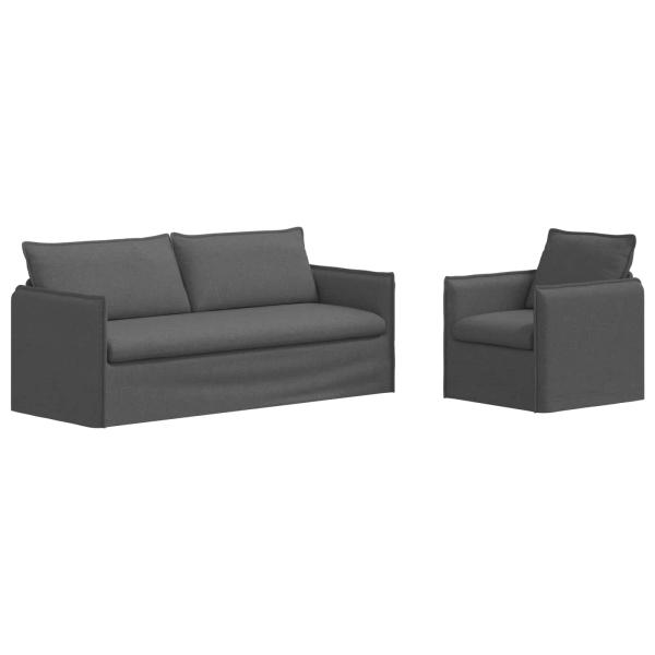 ARDEBO.de - Sofa 180cm 2 pcs Dunkelgrau Metall
