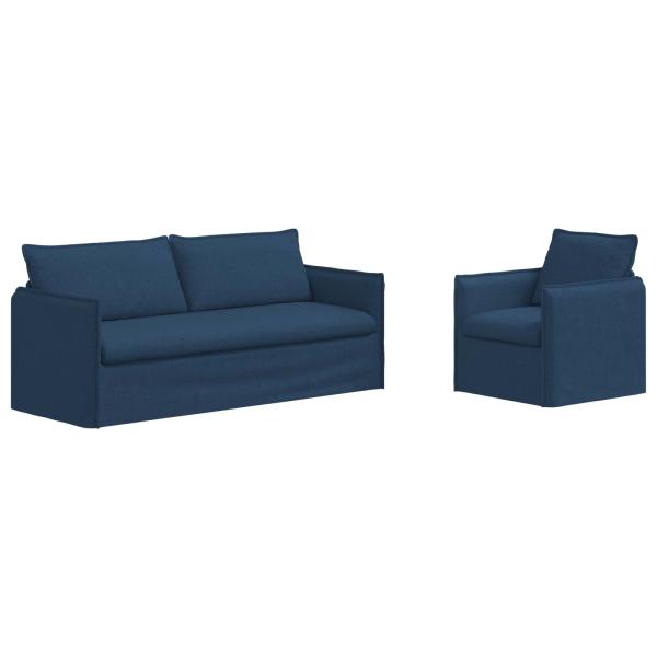 Sofa Set 2 stk. Blau Stoff