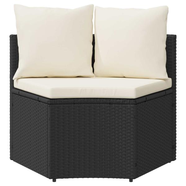 Sofa Set 2 stk. Schwarz Massives Akazienholz und Poly Rattan