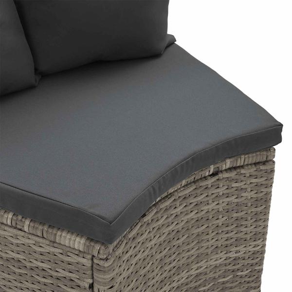 ARDEBO.de - Sofa Set 2 pcs Grau Massives Akazienholz und Poly Rattan
