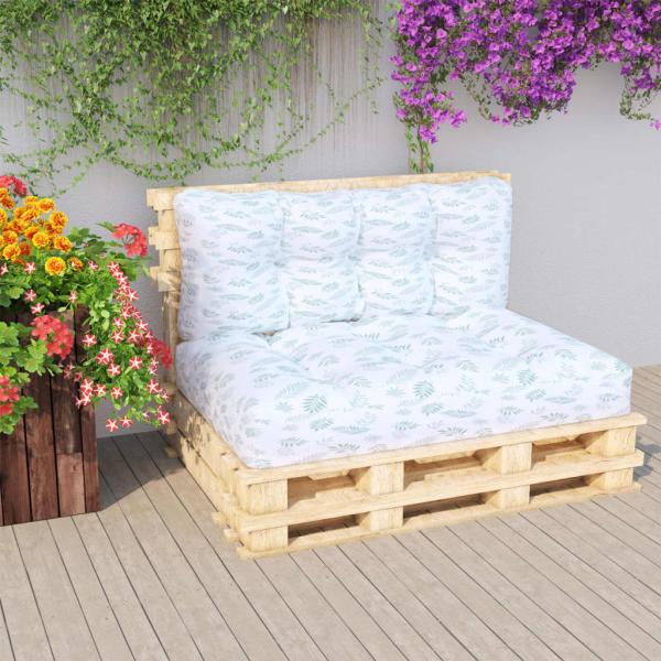 ARDEBO.de - Palettenkissen 2-tlg. Blattmuster Stoff