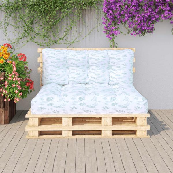 Palettenkissen 2-tlg. Blattmuster Stoff