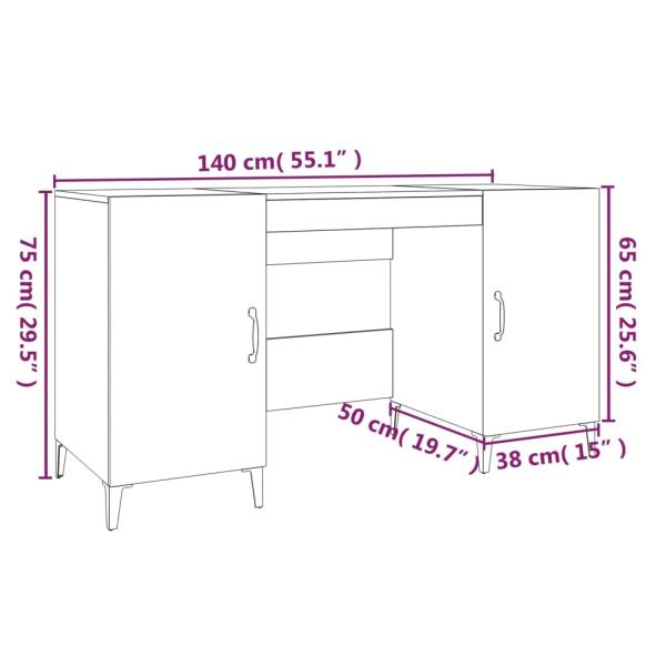 Schreibtisch Grau Sonoma 140x50x75 cm Holzwerkstoff