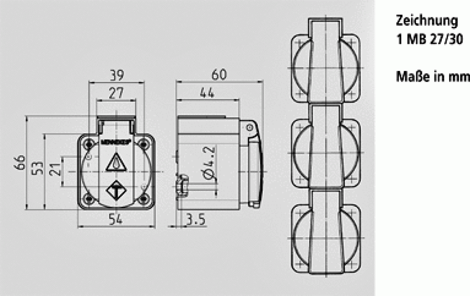 MENNEKES (10082) Schuko-Wandsteckdose, blau