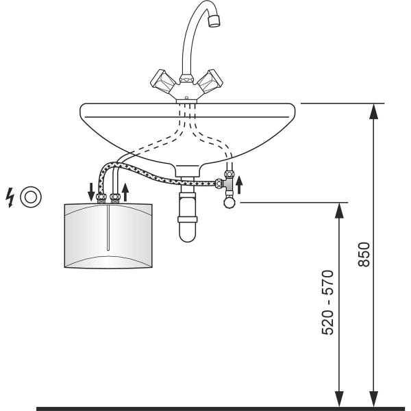 STIEBEL ELTRON DNM 3 Mini-Durchlauferhitzer fürs Handwaschbecken, hydraulisch gesteuert, EEK: A, 3,5 kW, mit Stecker 230V, drucklos (185411)
