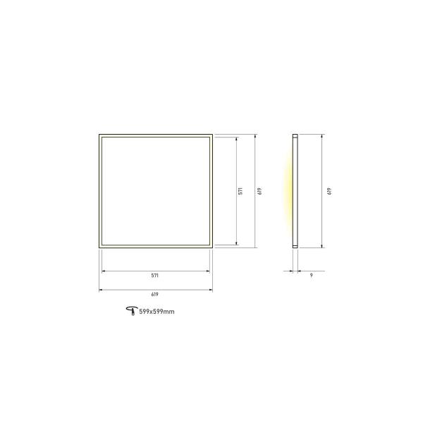 Leuchtek Panel Eingebettet Serie PE620x620-42W-WW, 3956lm, 3000K, weiß (151301)