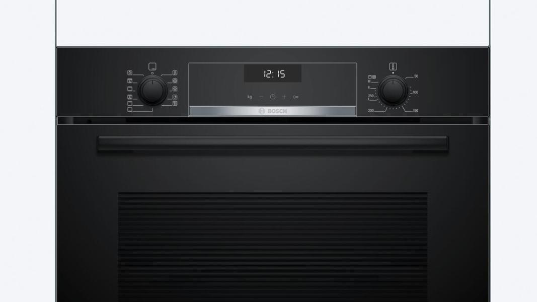 Bosch HBG537BB4 A+ Einbaubackofen, 60 cm breit, 71 L, 8 Heizarten, 10 Automatikprogramme, 3D Heißluft, schwarz