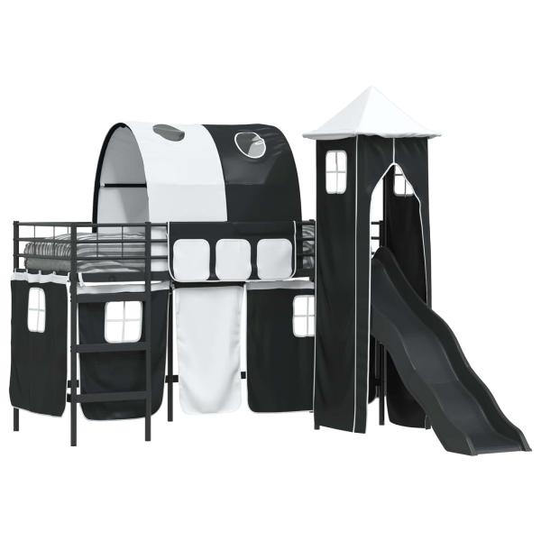 Kinderloftbett Schwarz 74,5 x 190 cm Metall