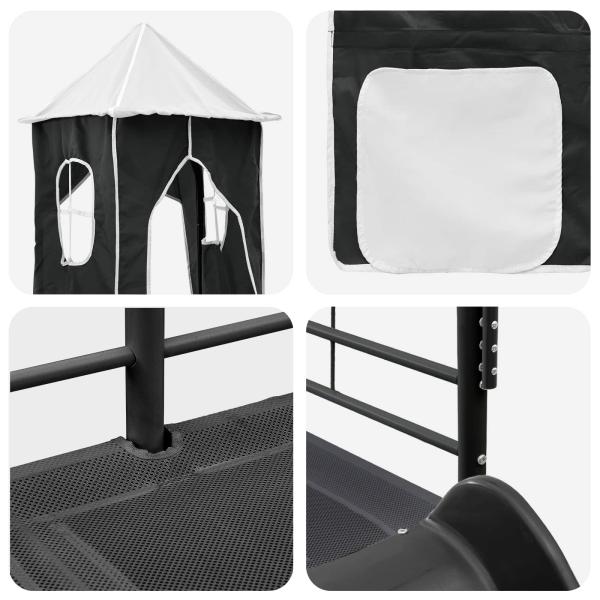 Kinderloftbett Schwarz 74,5 x 190 cm Metall