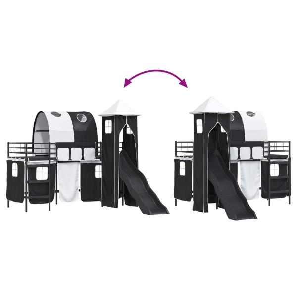 Kinderloftbett Schwarz 74,5 x 190 cm Metall