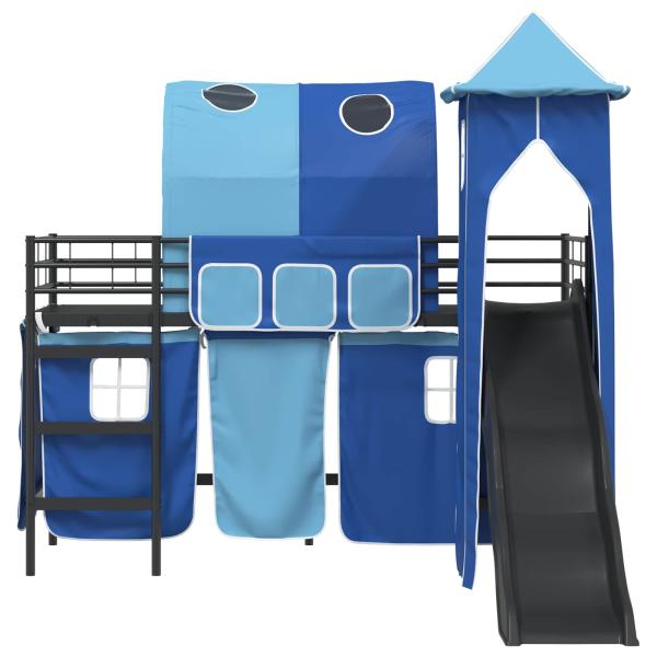 Kinderloftbett Schwarz und Blau 74,5 x 190 cm Metall