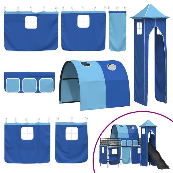 Kinderloftbett Schwarz und Blau 74,5 x 190 cm Metall