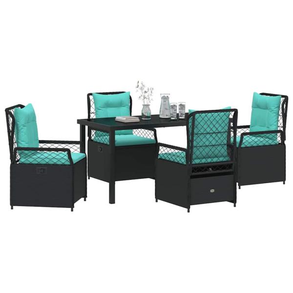Garten Essgruppe 5 pcs Schwarz Poly-Rattan