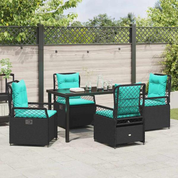 Garten Essgruppe 5 pcs Schwarz Poly-Rattan