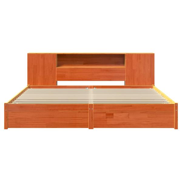 Bücherregal Bettgestell mit Kopfteil Wachsbraun 200 x 200 cm