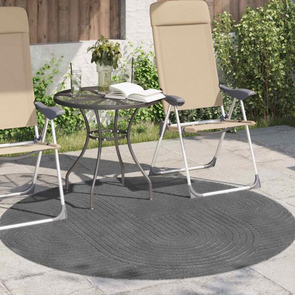 Innen- und Außenteppich PALMERAS Anthrazit Ø 120 CM Polyester