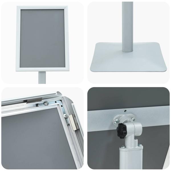 Podest-Posterständer Silber 32 x 27 x 119 cm PVC und Gusseisen