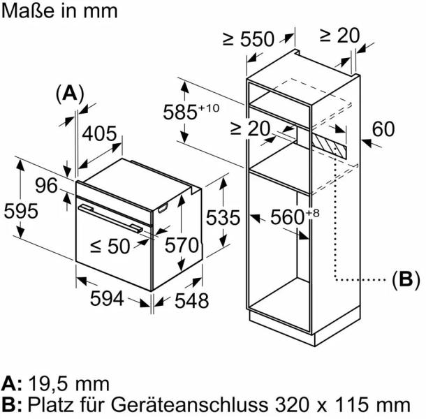 Bosch HBA510BA3 Serie 2 EEK: A Einbaubackofen, 71 L, 60 cm breit, 3D-Heißluft, Drehwähler, schwarz