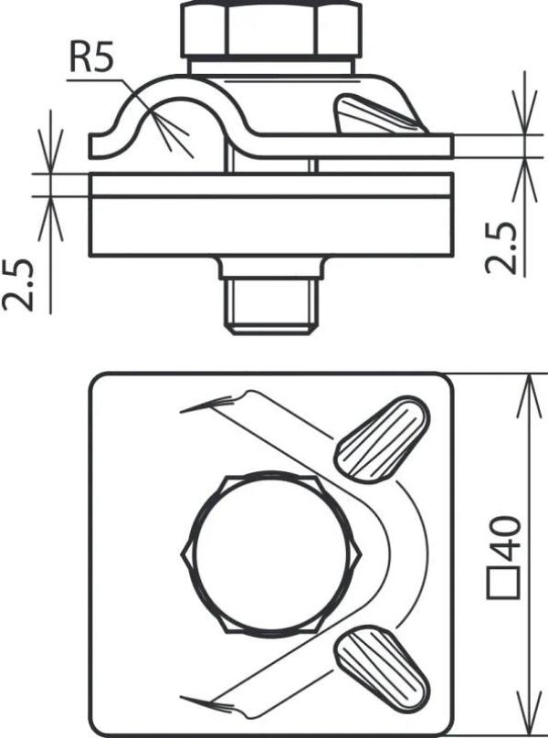 Dehn MVK 200 8.10 SKM10X30 V2A MV-Klemme NIRO 200kA f. Rd 8-10mm mit Sechskantschraube (390209)