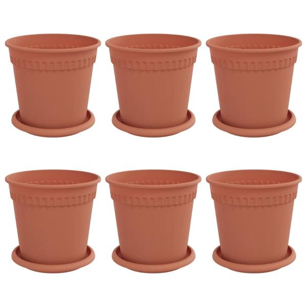 Blumentöpfe 6 pcs Ziegelrot Ø 17 x 14 cm Kunststoff