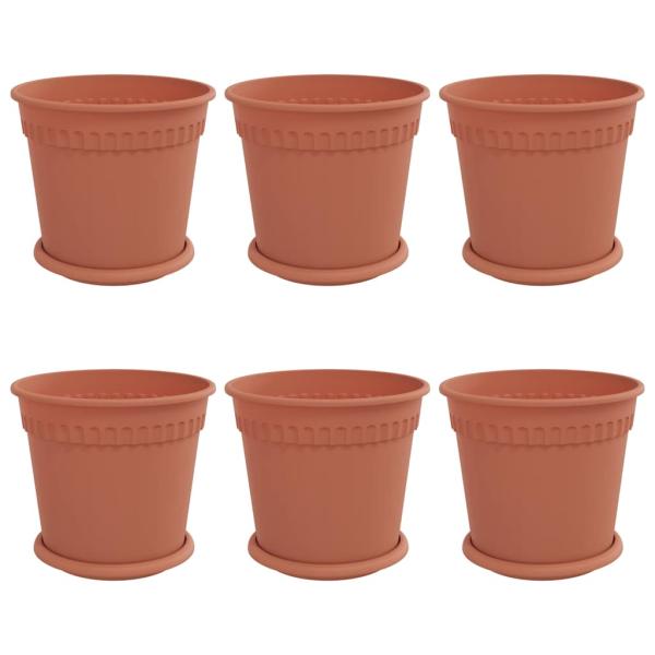 Blumentöpfe 6 pcs Ziegelrot Ø 19 x 16 cm Kunststoff