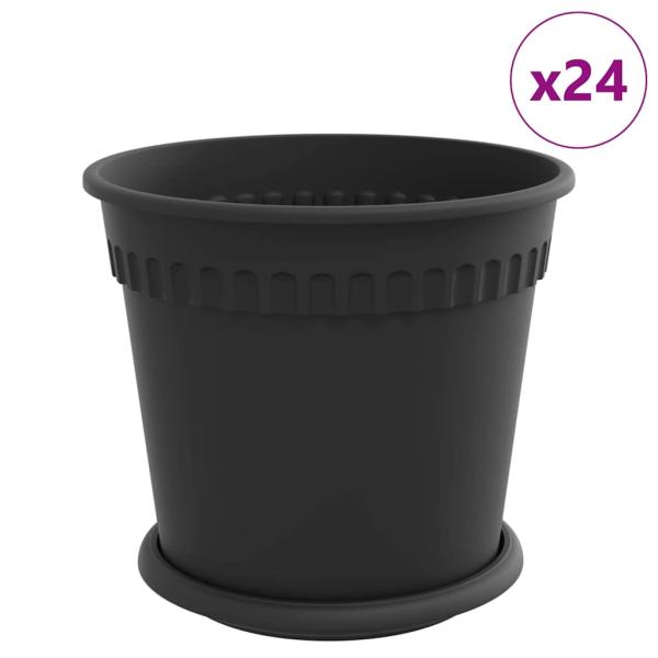 Blumentöpfe 24 pcs Schwarz Ø 19 x 16 cm Kunststoff