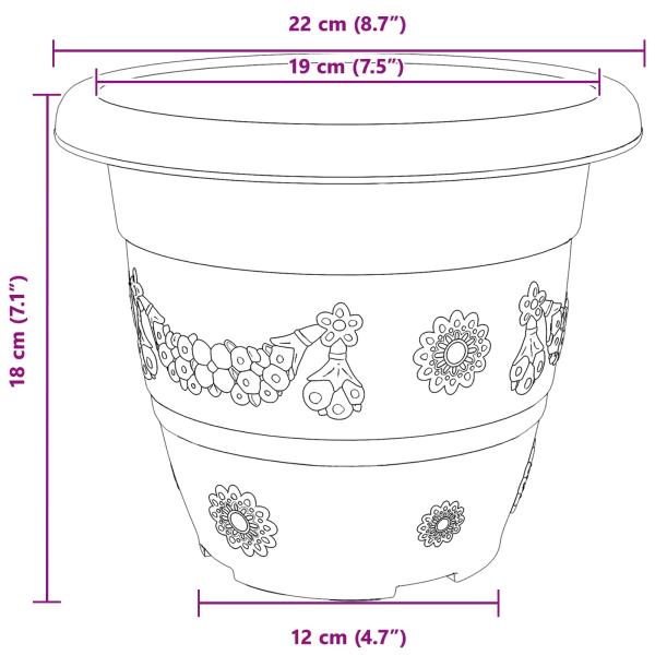 Blumentöpfe 6 pcs Ziegelrot Ø 26 x 21,5 cm Kunststoff