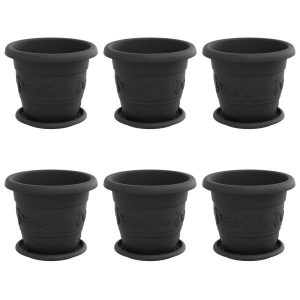 Blumentöpfe 6 pcs Schwarz Ø 26 x 21,5 cm Kunststoff