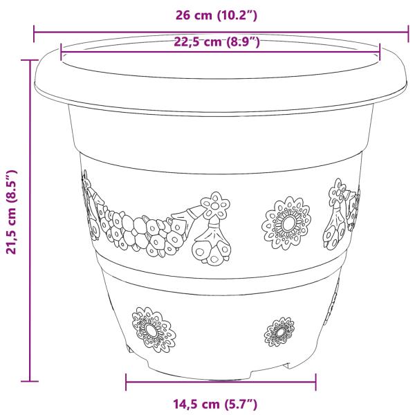 Blumentöpfe 24 pcs Ziegelrot Ø 26 x 21,5 cm Kunststoff