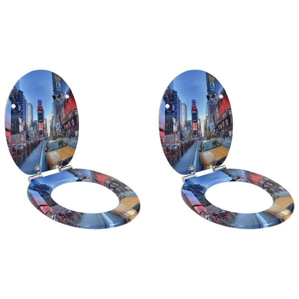 ARDEBO.de - Toilettensitz 2 pcs Mehrfarbig 43,8 x 37,8 cm MDF-Platte