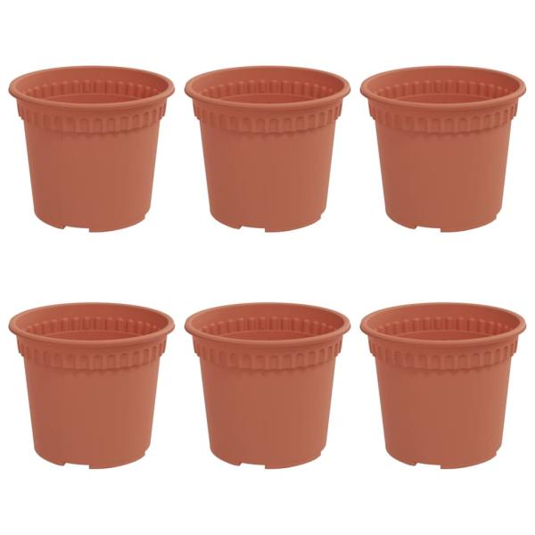 Runder Blumentopf 6 pcs Ziegelrot Ø 12,5 x 10 cm Kunststoff