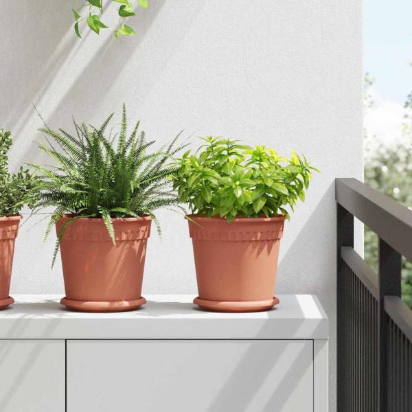 ARDEBO.de - Runder Blumentopf 6 pcs Ziegelrot Ø 19 x 16 cm Kunststoff