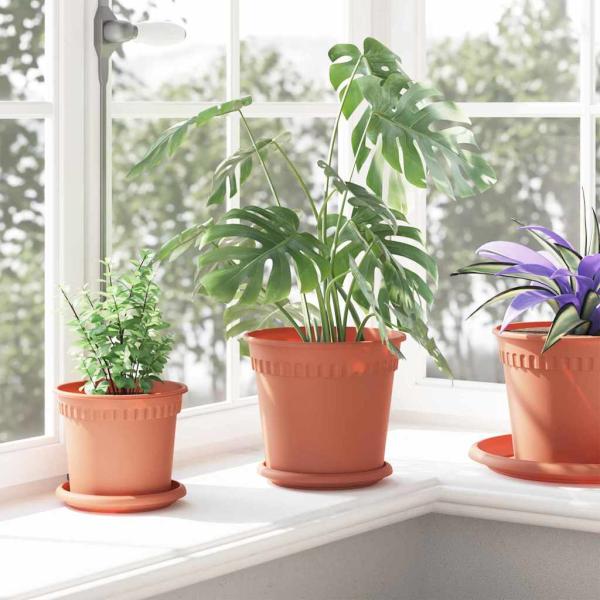 Runder Blumentopf 6 pcs Ziegelrot Ø 19 x 16 cm Kunststoff