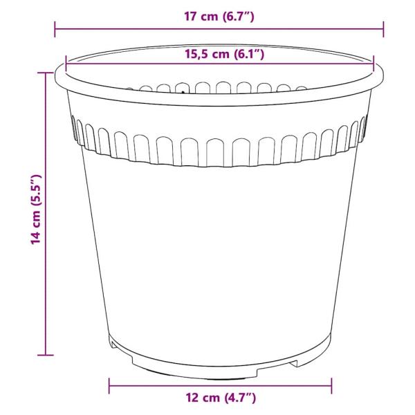 Runder Blumentopf 6 pcs Schwarz Ø 17 x 14 cm Kunststoff