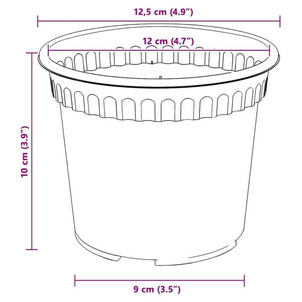 Runder Blumentopf 24 pcs Schwarz Ø 12,5 x 10 cm Kunststoff