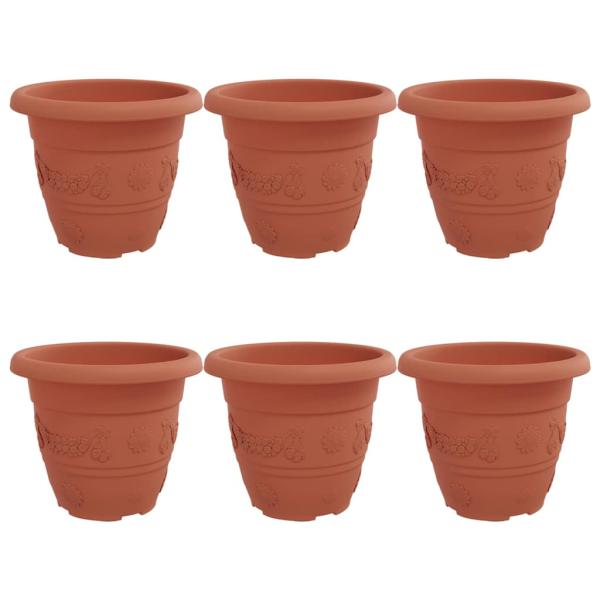 Runder Blumentopf 6 pcs Ziegelrot Ø 26 x 21,5 cm Kunststoff