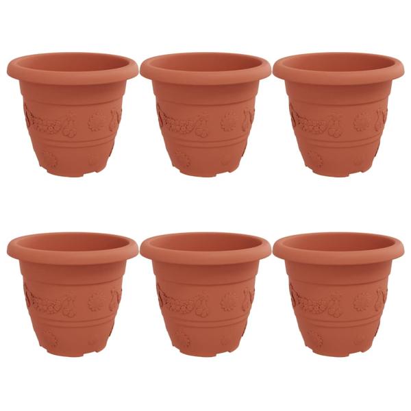 Runder Blumentopf 6 pcs Ziegelrot Ø 26 x 21,5 cm Kunststoff