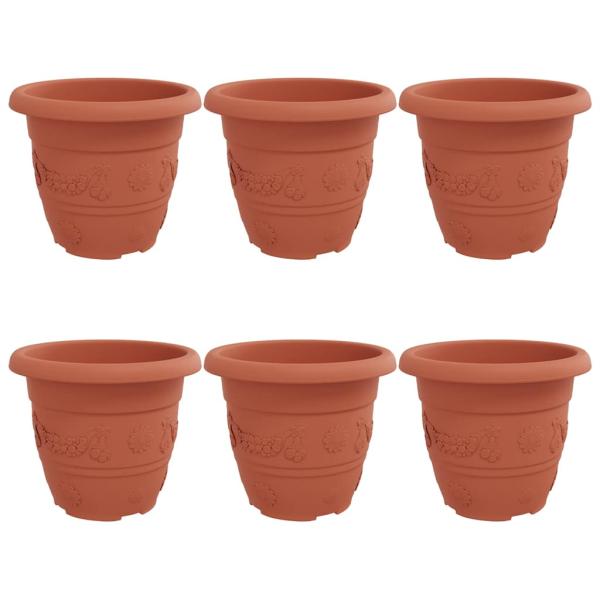 Runder Blumentopf 6 pcs Ziegelrot Ø 26 x 21,5 cm Kunststoff