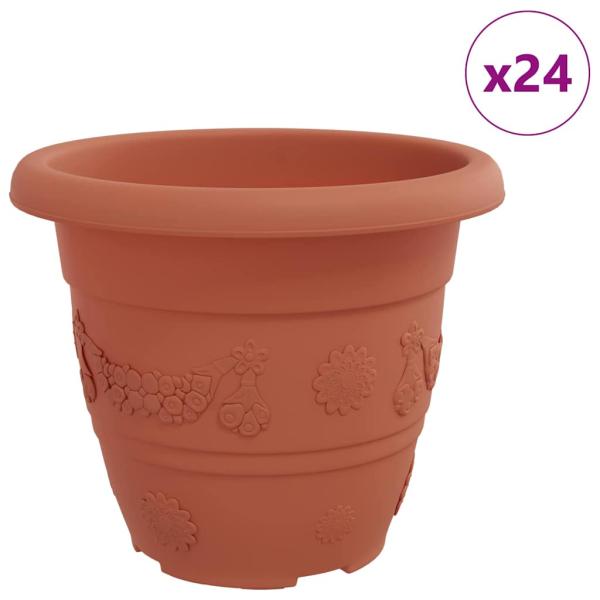 Runder Blumentopf 24 pcs Ziegelrot Ø 26 x 21,5 cm Kunststoff