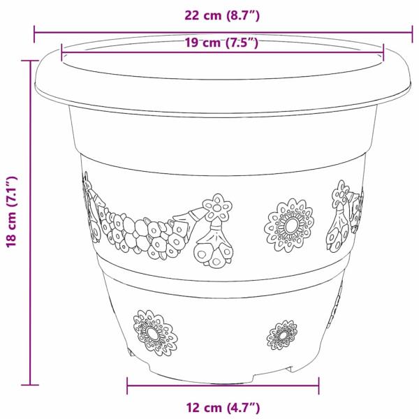 Runder Blumentopf 24 pcs Ziegelrot Ø 26 x 21,5 cm Kunststoff