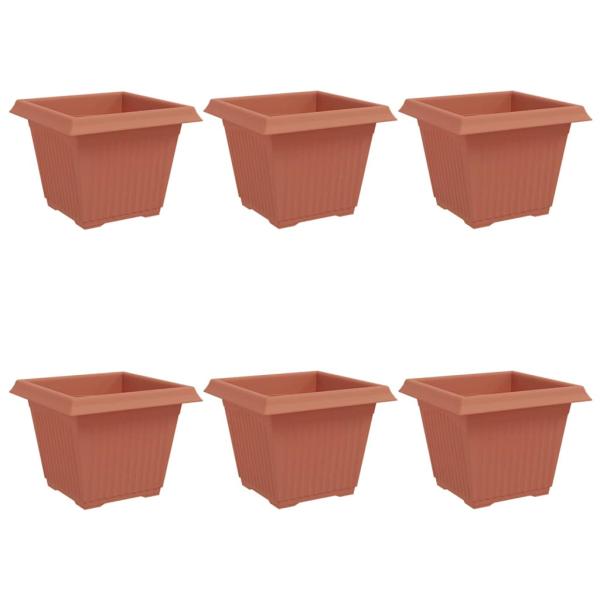 ARDEBO.de - Quadratischer Blumentopf 6 pcs Ziegelrot 43 x 43 x 33,5 cm