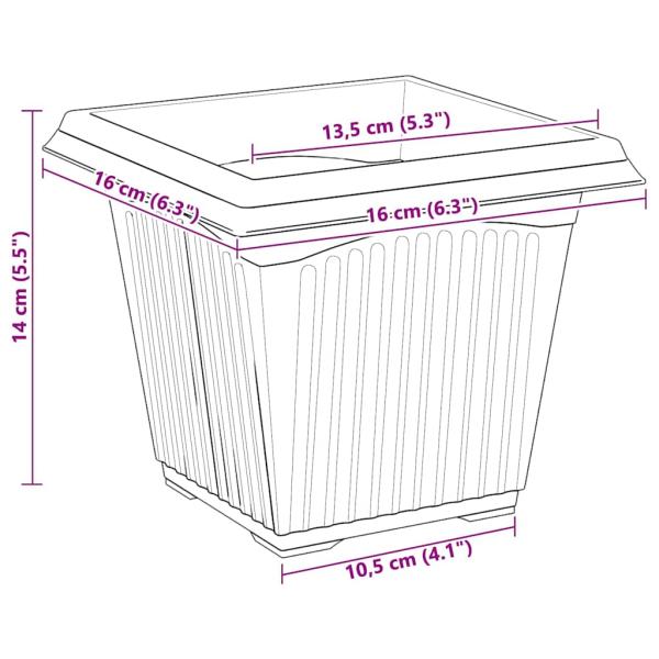 Quadratischer Blumentopf 6 pcs Schwarz 43 x 43 x 33,5 cm