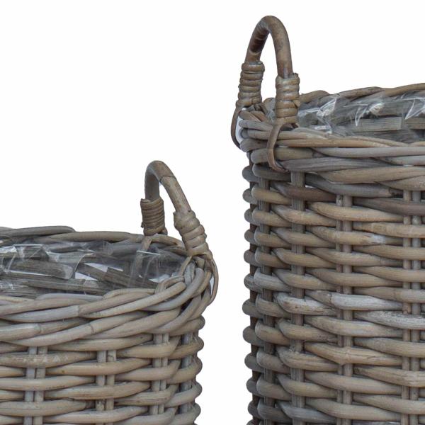 Blumentopf Körbchen mit Speicher 2 pcs Grau Lacak Rattan