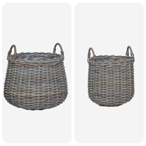 Blumentopf Körbchen mit Speicher 2 pcs Grau Lacak Rattan
