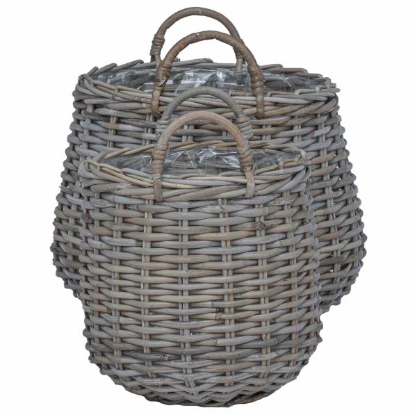 Blumentopf Körbchen mit Speicher 2 pcs Grau Lacak Rattan