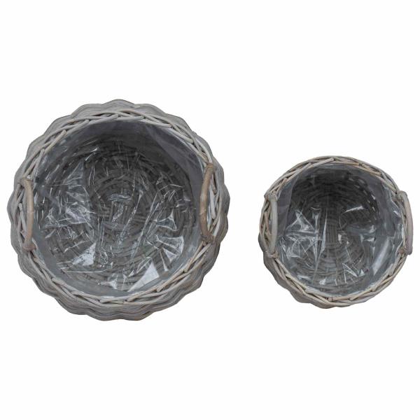 Blumentopf Körbchen mit Speicher 2 pcs Grau Lacak Rattan