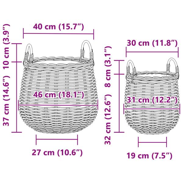 Blumentopf Körbchen mit Speicher 2 pcs Grau Lacak Rattan