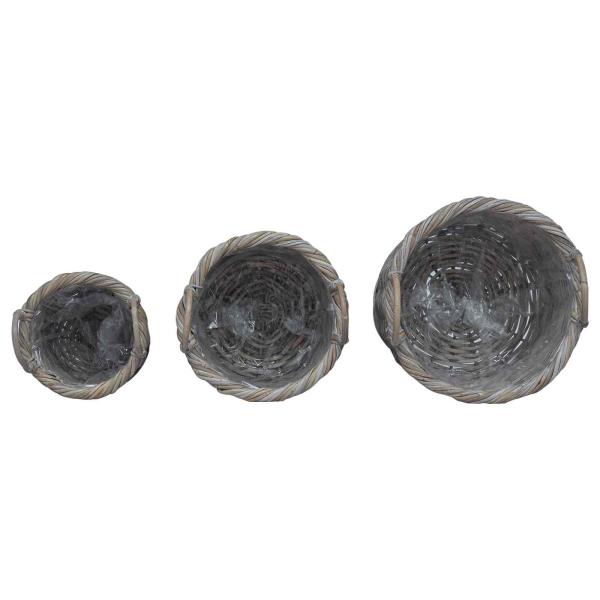 Blumentopfkorb mit Speicher 3 pcs Grau Kubu Rattan